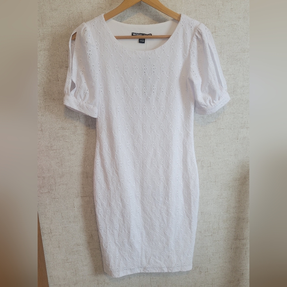 Michael Tyler White Eyelet Midi Dress - Classic Summer Style Size XS